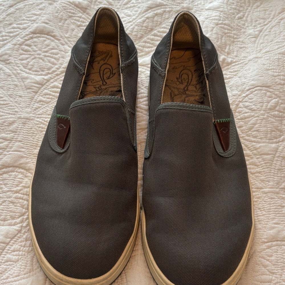 OluKai Men's Charcoal Slip-On Loafers